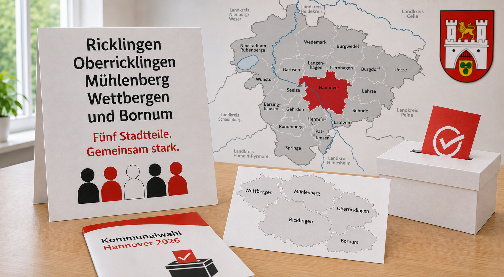 Ricklingen, Oberricklingen, Mühlenberg, Wettbergen und Bornum im Stadtbezirk Ricklingen zur Kommunalwahl Hannover 2026
